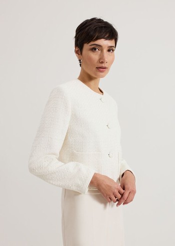 Phase Eight Ripley Boucle Jackets White USA | 7542630-AO